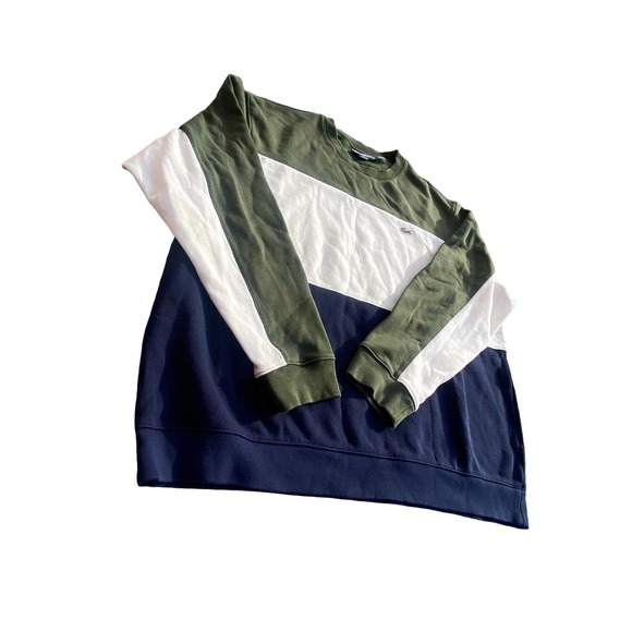 LACOSTE Sweater Men's Crew-Neck Green Multi Colorblock Pullover Size 4XL - Picture 3 of 5